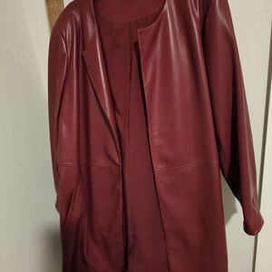 Chico's Deep Burgundy Faux Leather Jacket